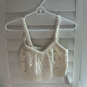 For Love and Lemons Florentina Sweater Tank in Cream. Size: XS